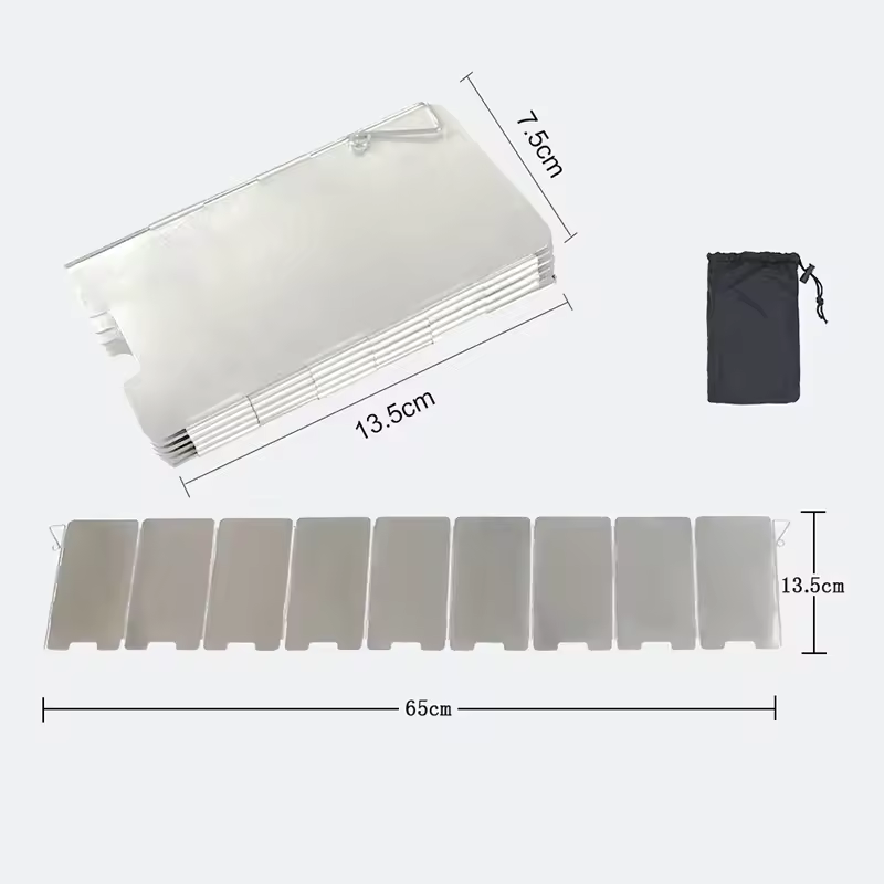 Camping Cooking Windshield - アウトドアストーブ風防 キャンプ用風よけ 9枚プレート 折りたたみ式 ガスコンロ 風よけ