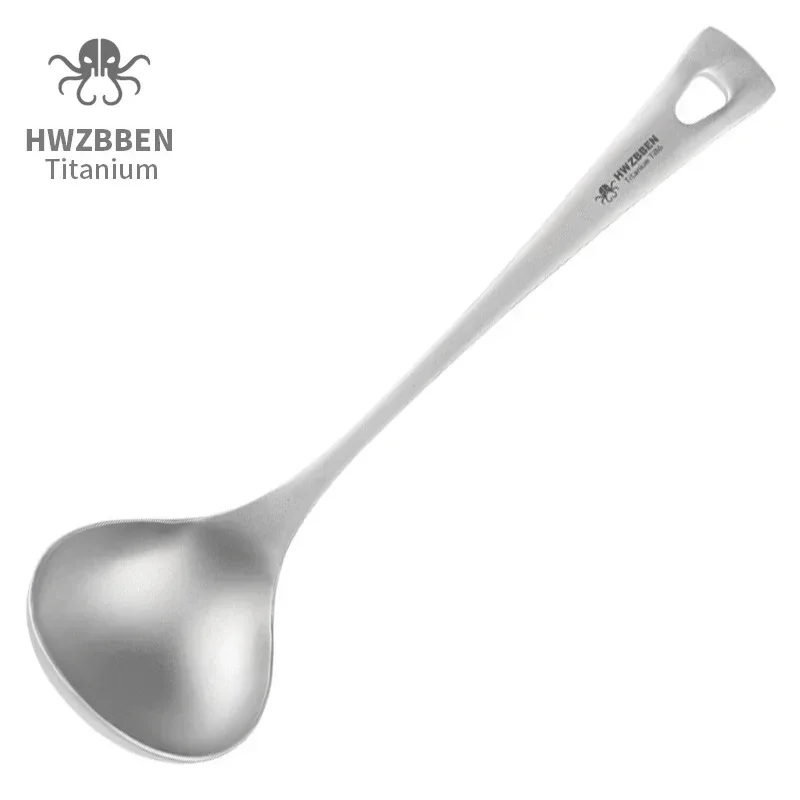 Camping Cooking Hardware - Hwzbben-長いハンドル付きのチタンスープスプーン,キャンプ用食器,ポータブル調理,キッチン食器,屋外,ti86