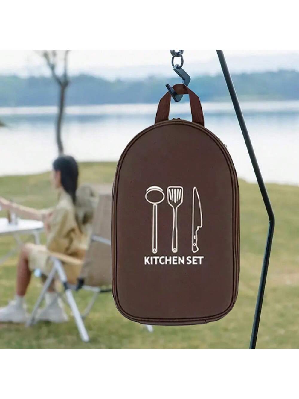 Camping Cooking Utensil Bag - アウトドアキャンプ調理器具収納袋調理器具オーガナイザーキッチン用品コンテナバッグポータブルピクニックバーベキュー食器ポーチ