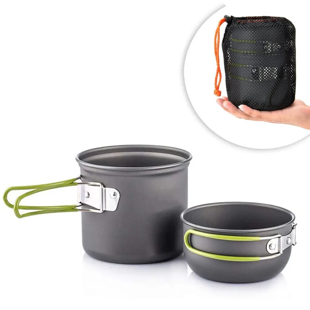Camping Cooking Ware Set - キャンプ調理器具混乱キット超軽量キャンプポットセット屋外調理食器ハイキングトレッキングピクニック釣り登山