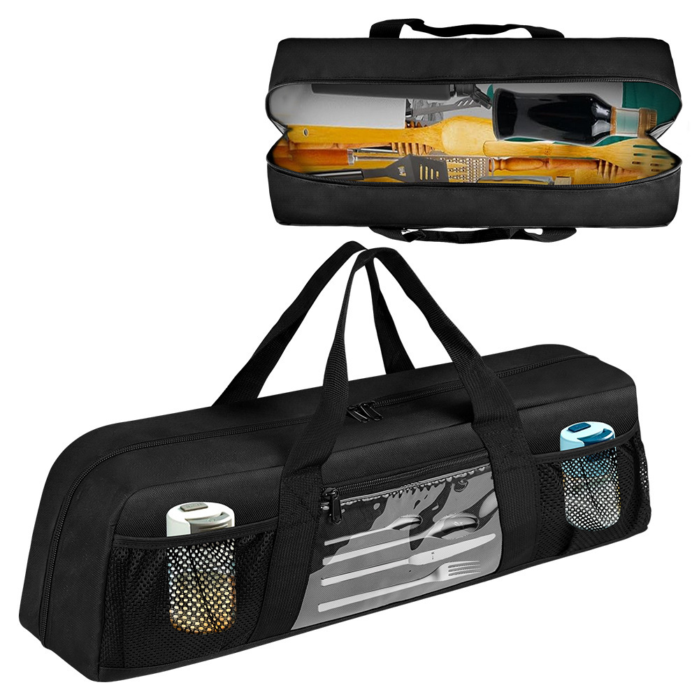Camping Cooking Utensil Bag - 耐久性のあるバーベキュー用具収納バッグ、ポータブルグリルツールキャリーケース、アウトドア旅行、キャンプ、ピクニック用品用