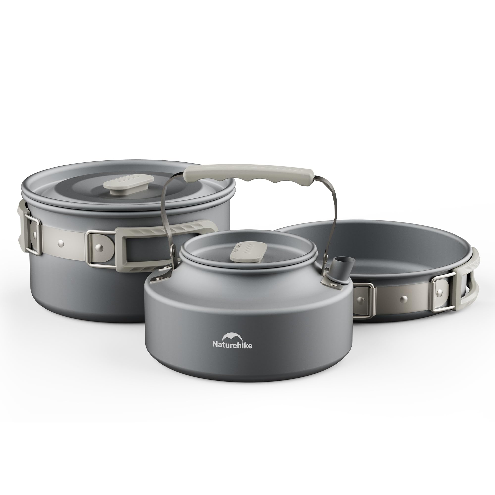 Camping Cooking Set Large - Naturehike キャンプ用スープポット調理器具 蓋付き 大型屋外ポータブルハンギングポット調理セット 2～4人用