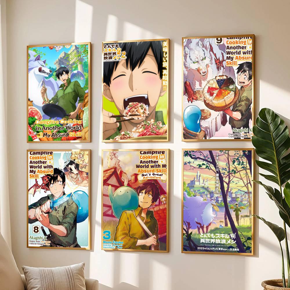 Campfire Cooking In Another World - アニメ「異世界の焚き火料理-D」絵画・書道・ボヘミアン・ボタニカル装飾、リビングルーム用、エレガントなホームスタイル