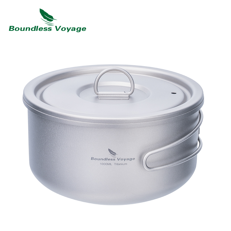 Camping Cooking Hardware - ふた付きのキャンプ用チタンポット,超軽量,屋外料理,単層,弁当箱,折りたたみ式ハンドル,ti2041C