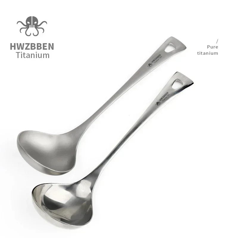 Hwzbben-長いハンドル付きのチタンスープスプーン,キャ - Camping Cooking Hardware のレビューと価格