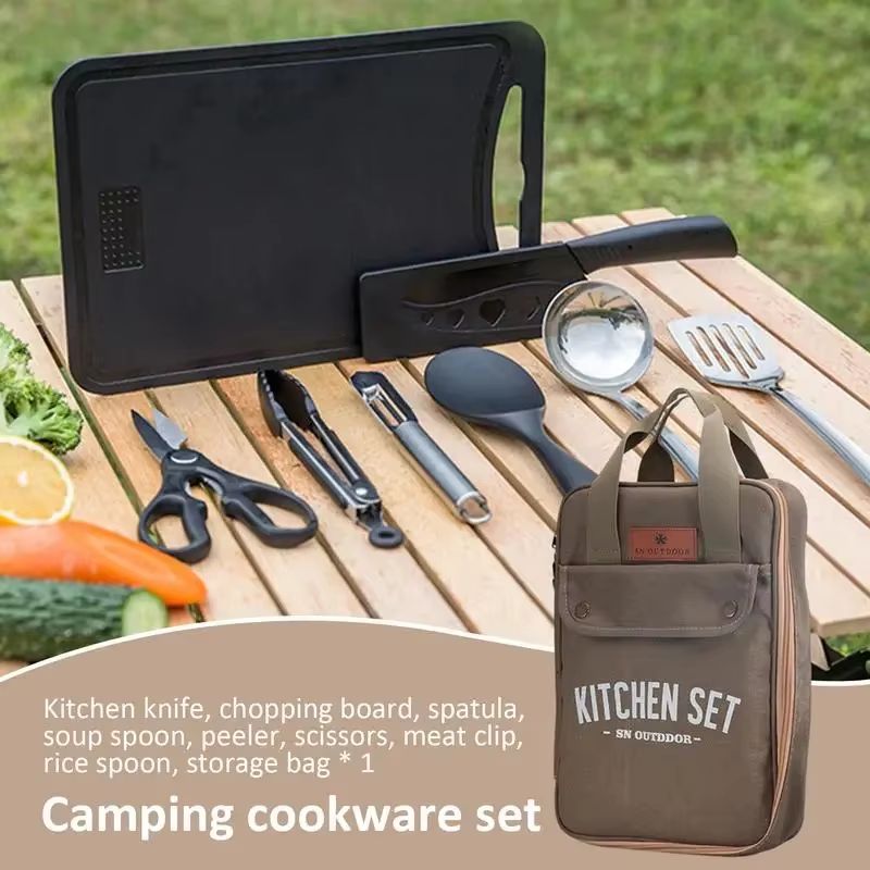 8 個キャンプキッチン調理器具セットポータブルバッグアウトド - Camping Cooking Hardware のレビューと価格
