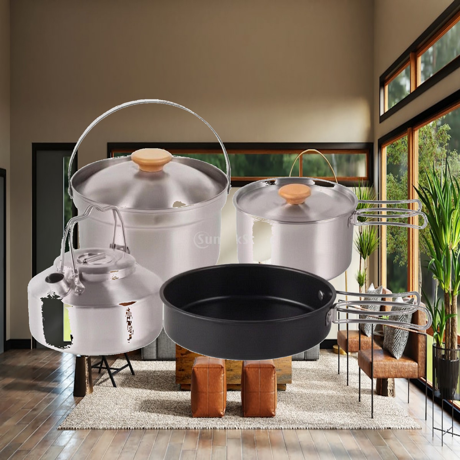 4ピースステンレス製キャンプ調理セット、ネスティング式キャン - Nesting Camping Cooking Set のレビューと価格