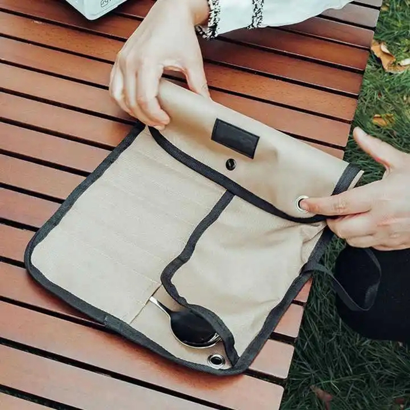ポータブル屋外食器収納袋ステンレス鋼食器吊り下げバッグ旅行収 - Camping Cooking Utensil Bag のレビューと価格