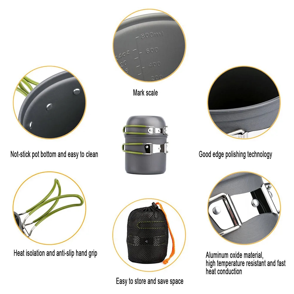 キャンプ調理器具混乱キット超軽量キャンプポットセット屋外調理 - Camping Cooking Ware Set のレビューと価格