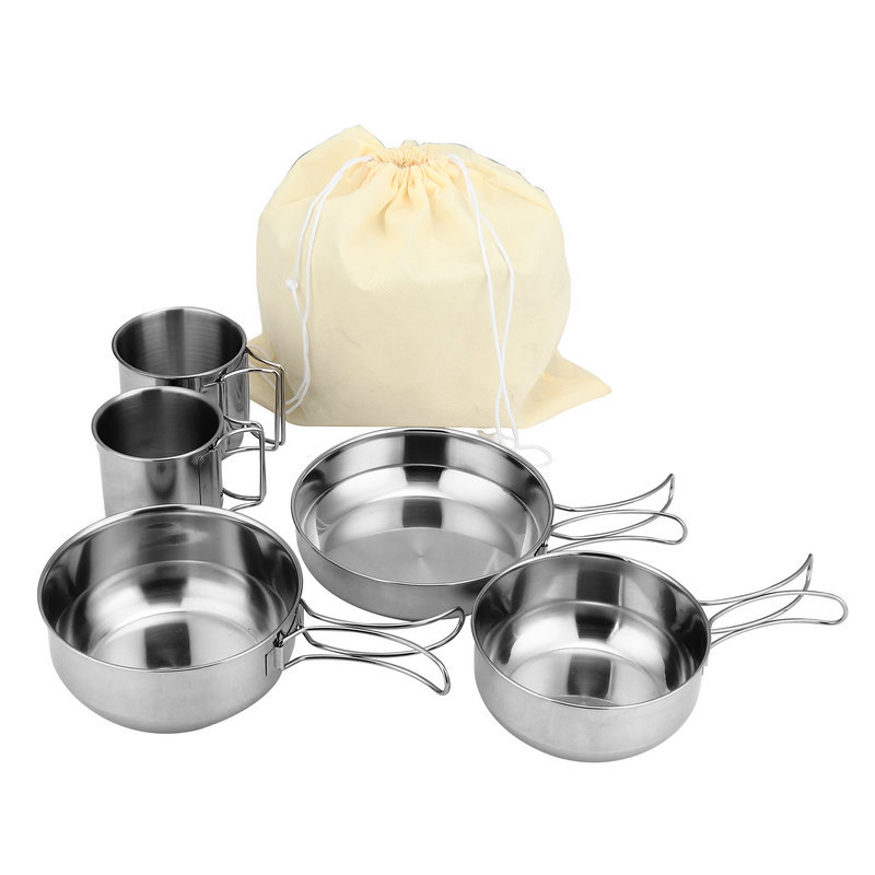 折りたたみ式5ピースカップキッチン鍋フライパンセット屋外調理 - Camping Cooking Ware Set のレビューと価格