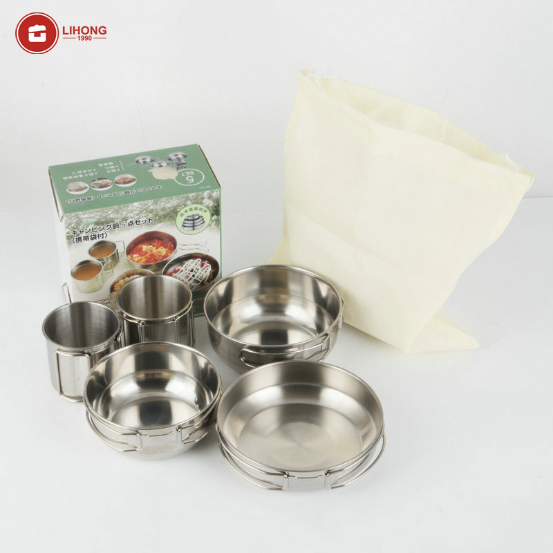 折りたたみ式5ピースカップキッチン鍋フライパンセット屋外調理 - Camping Cooking Ware Set のレビューと価格