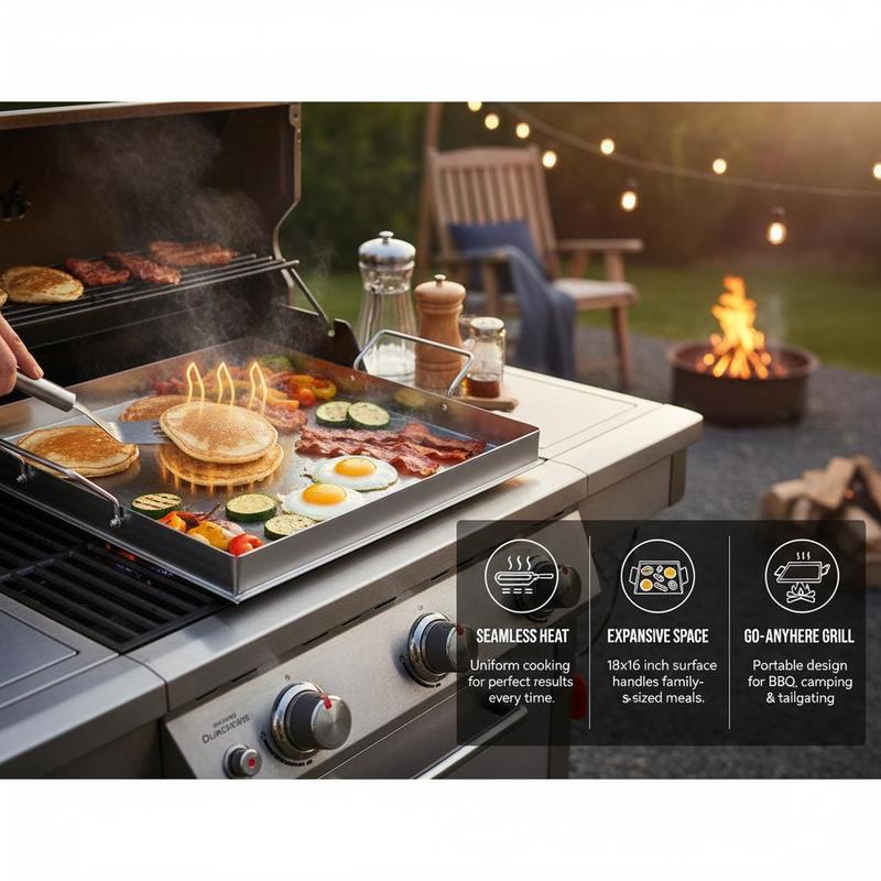 ユニバーサルフラットトップグリドル 18x16インチ キャン - Camping Cooking Hardware のレビューと価格