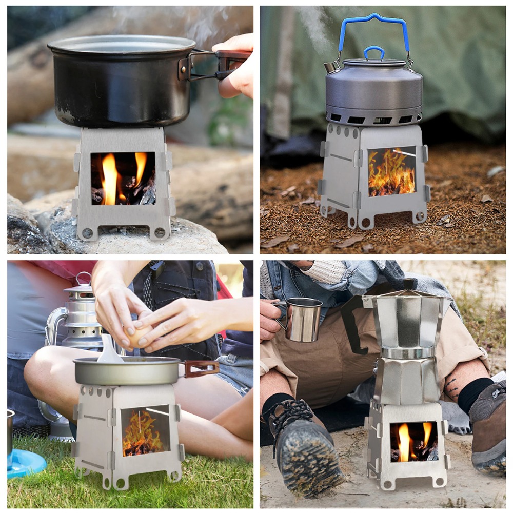 キャンプ炉薪ストーブアルコールストーブステンレス鋼ポータブル - Camping Cooking Windshield のレビューと価格