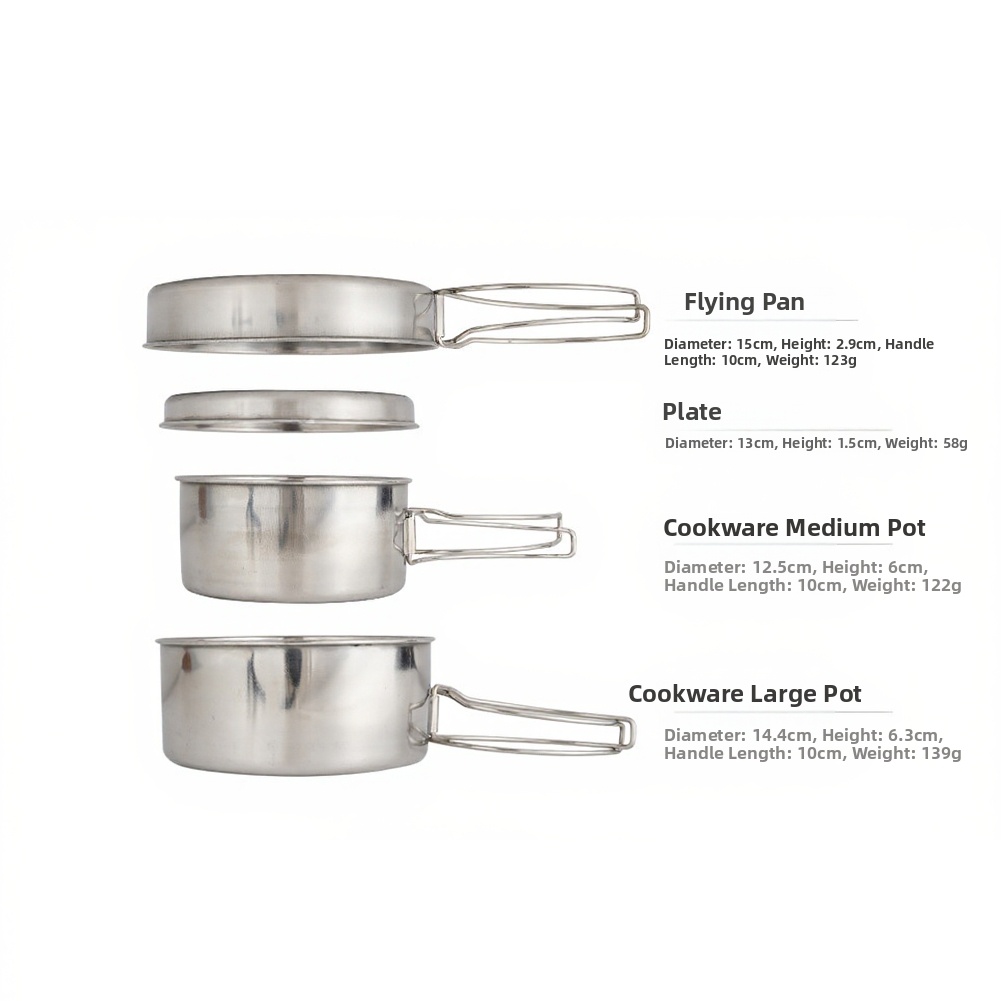 アウトドア調理セット 4ピース ステンレス製 キャンプ ハイ - Nesting Camping Cooking Set のレビューと価格