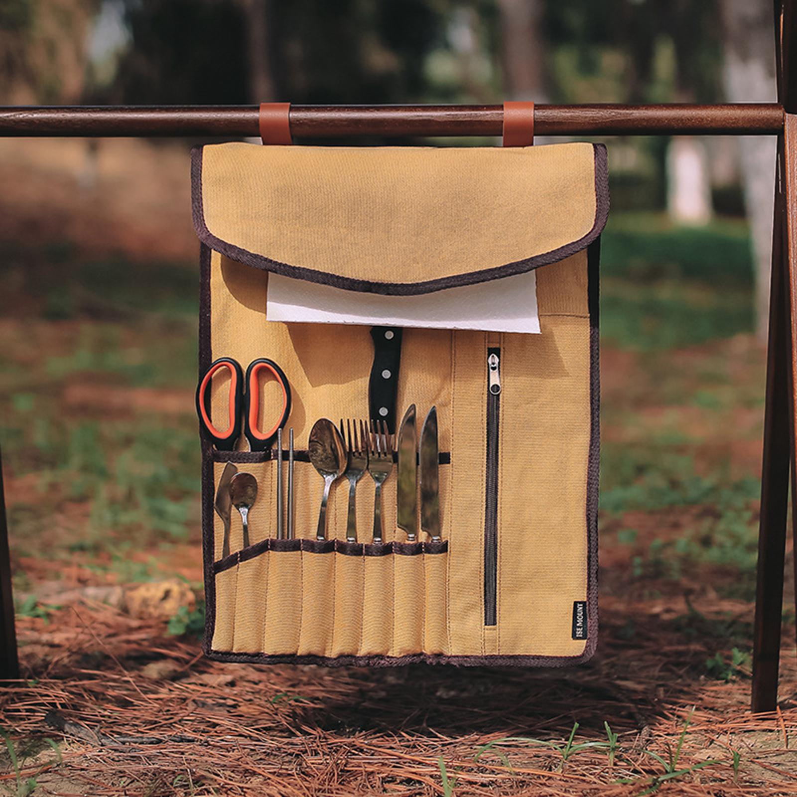 ポータブルキャンプ用品ロールアップバッグ食器オーガナイザー収 - Camping Cooking Utensil Bag のレビューと価格