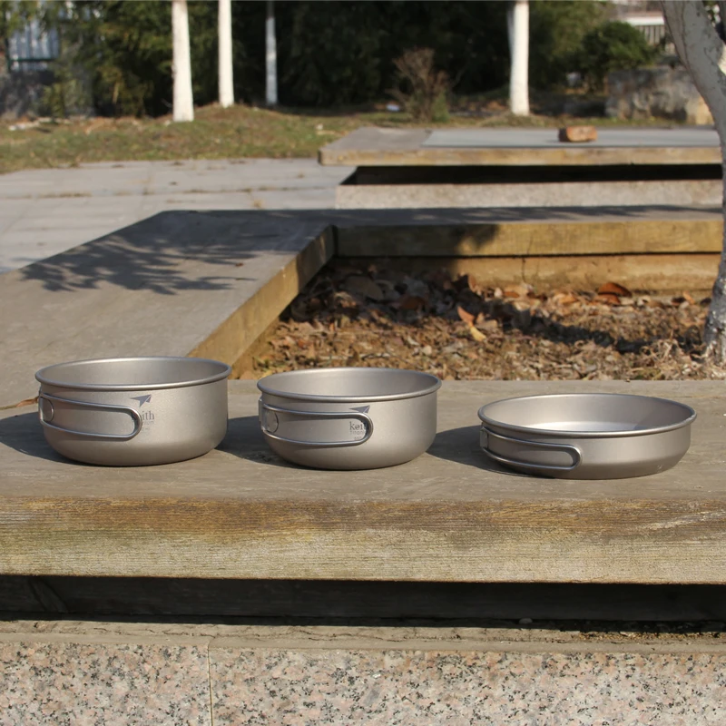 キース 3 個チタン調理器具パンボウルセット折りたたみハンド - Camping Cooking Set Large のレビューと価格