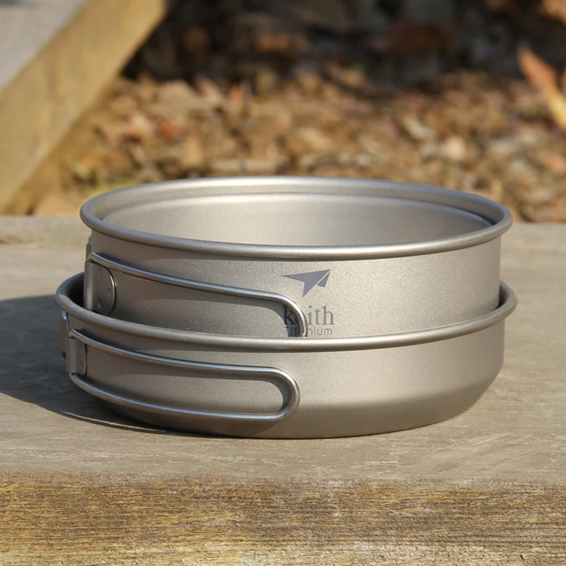 キース 3 個チタン調理器具パンボウルセット折りたたみハンド - Camping Cooking Set Large のレビューと価格
