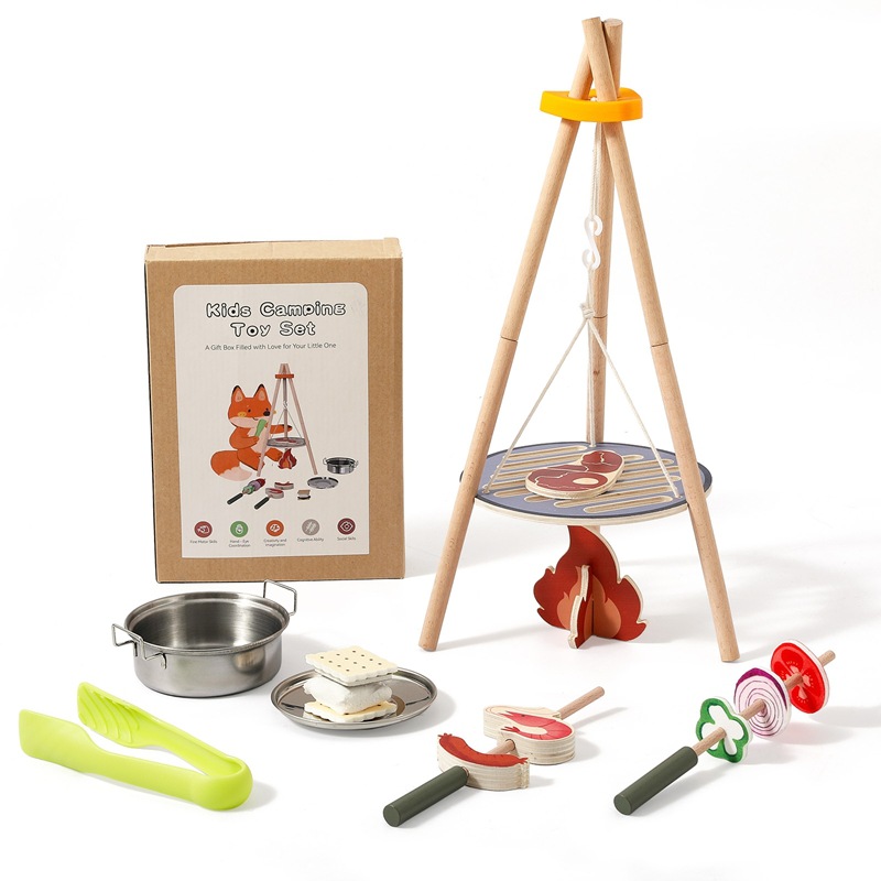 木製キッズキャンプバーベキュートイセット キャンプファイヤー - Camping Cooking Gifts のレビューと価格