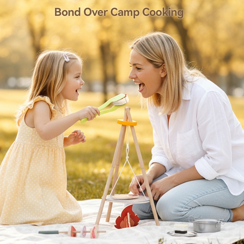 木製キッズキャンプバーベキュートイセット キャンプファイヤー - Camping Cooking Gifts のレビューと価格