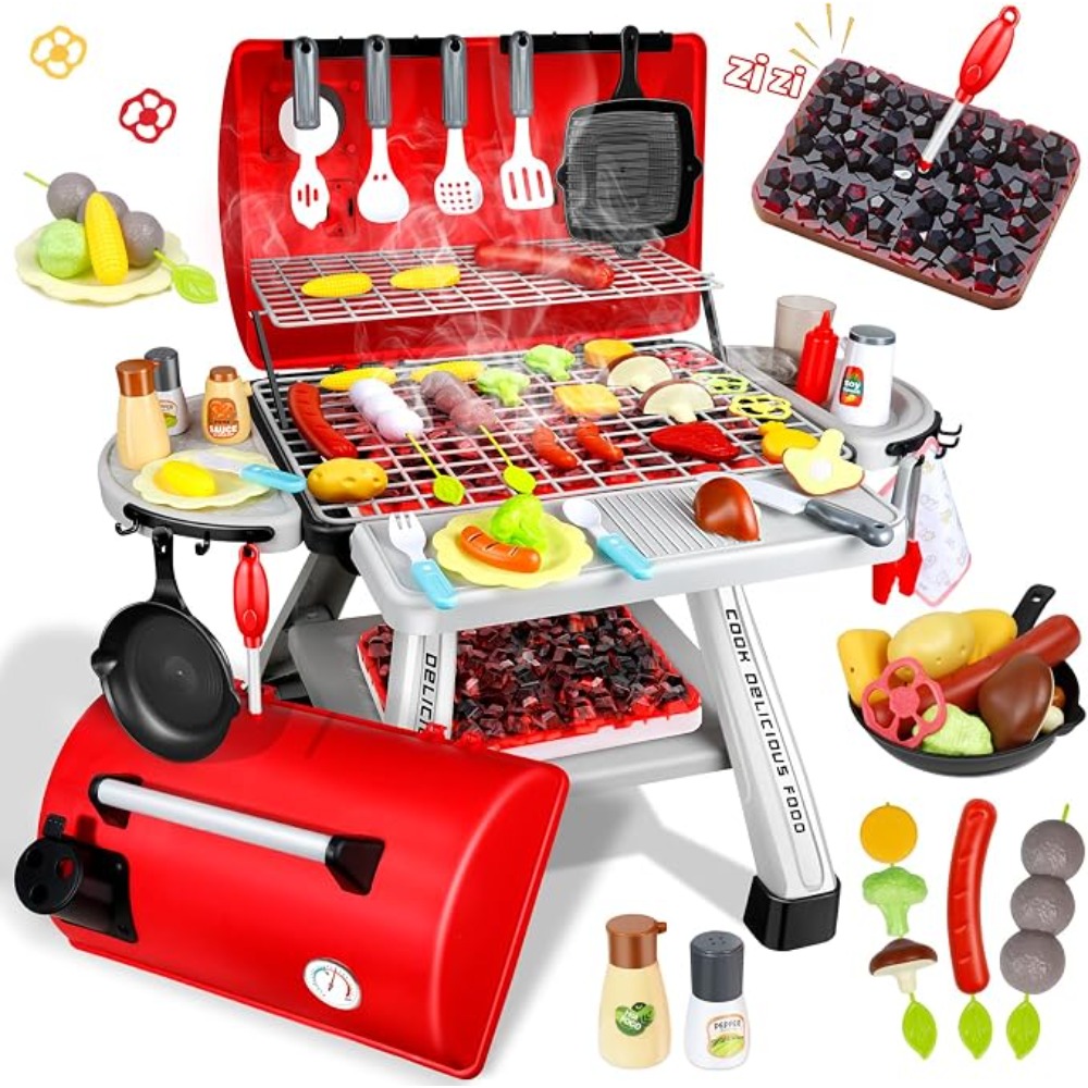 バーベキューグリルおもちゃセット子供用バーベキューごっこ遊び - Camping Cooking Gifts のレビューと価格