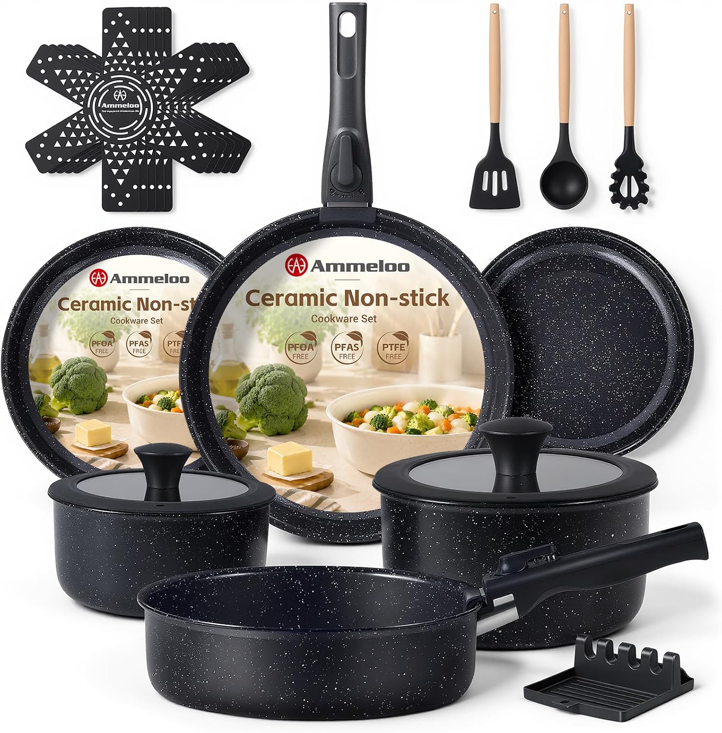 21点セット ノンスティック鍋フライパンセット セラミック製 - Camping Cooking Set Detachable Handle のレビューと価格