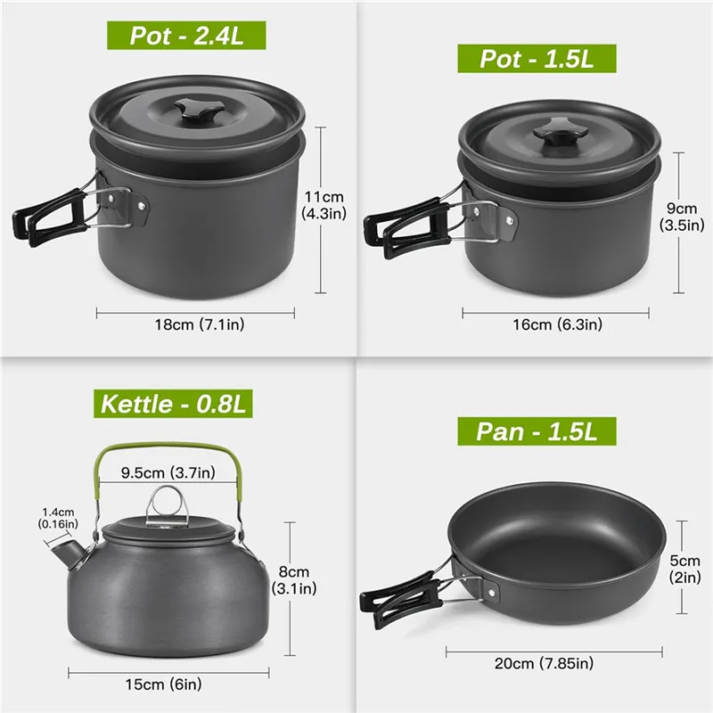 ポータブルキャンプ調理器具セット ネスティングデザイン アウ - Nesting Camping Cooking Set のレビューと価格