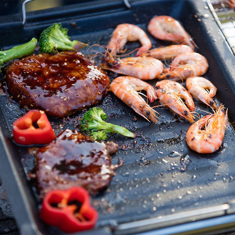 屋外用厚い四角グリルパン 2つのハンドル付き ポータブルノン - Camping Cooking Hardware のレビューと価格