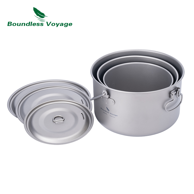 寝袋のない旅行-チタン調理器具、蓋付きのスープ鍋、屋外調理キ - Camping Cooking Ware Set のレビューと価格