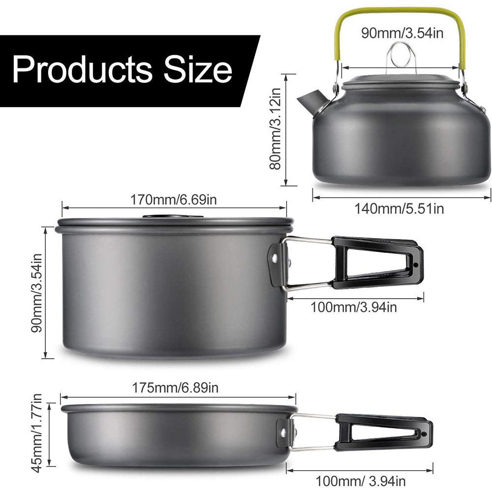 持ち運びに便利なアルミ製調理器具セット,野外調理器具,ハイキ - Camping Cooking Set Large のレビューと価格