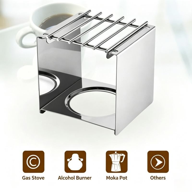 ステンレス製の正方形コーヒーストーブスタンド、モカポットやア - Camping Cooking Hardware のレビューと価格