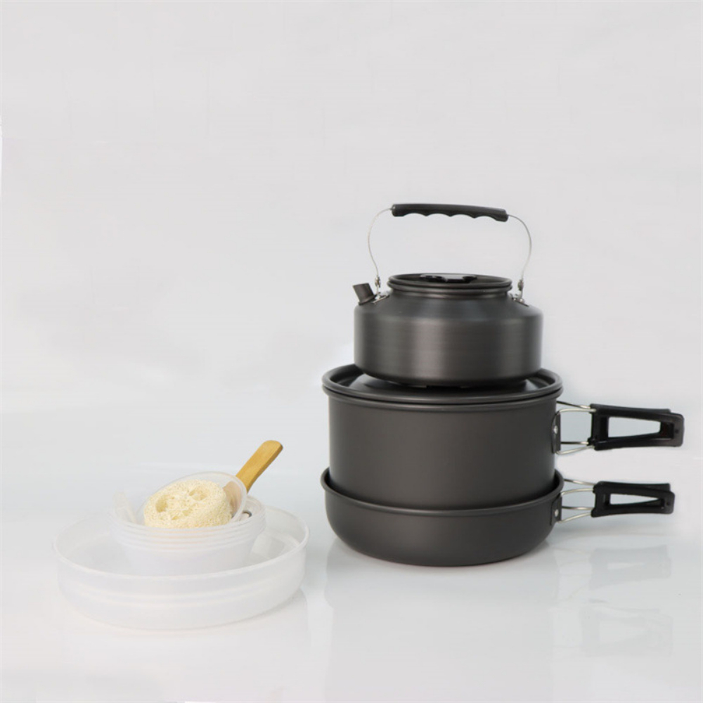 屋外用大型調理器具セット、2～4人用入れ子式鍋セット、キャン - Camping Cooking Set Large のレビューと価格