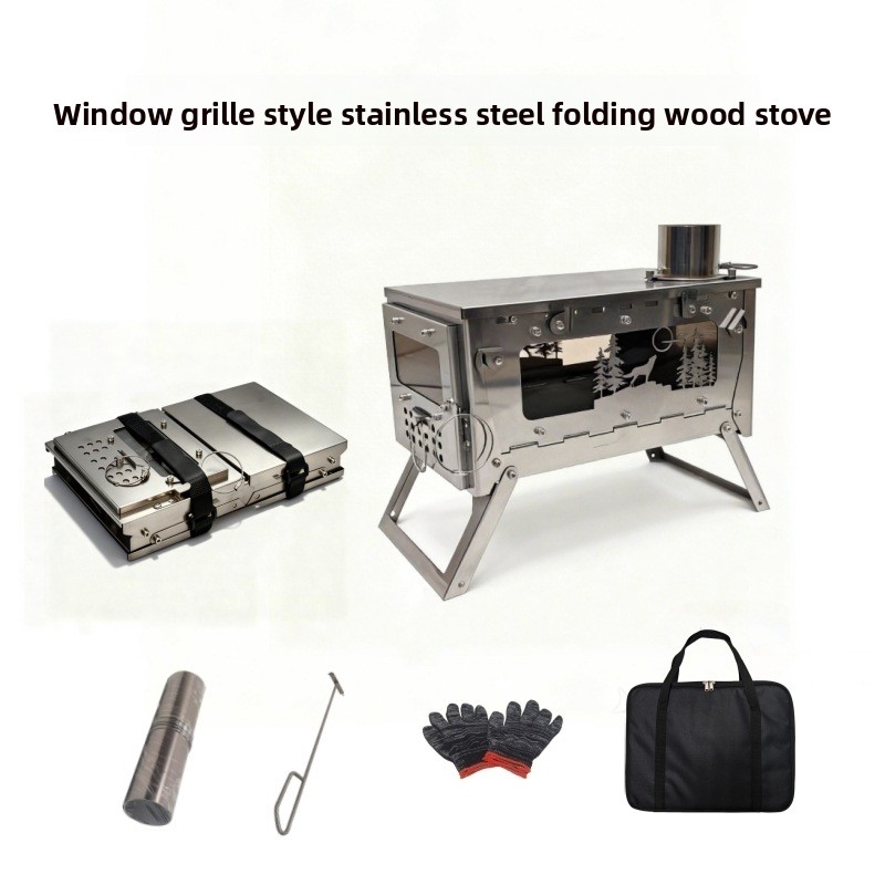 ステンレス製折りたたみ式ポータブル薪ストーブBBQグリル、ア - Campfire Cooking In Another World のレビューと価格
