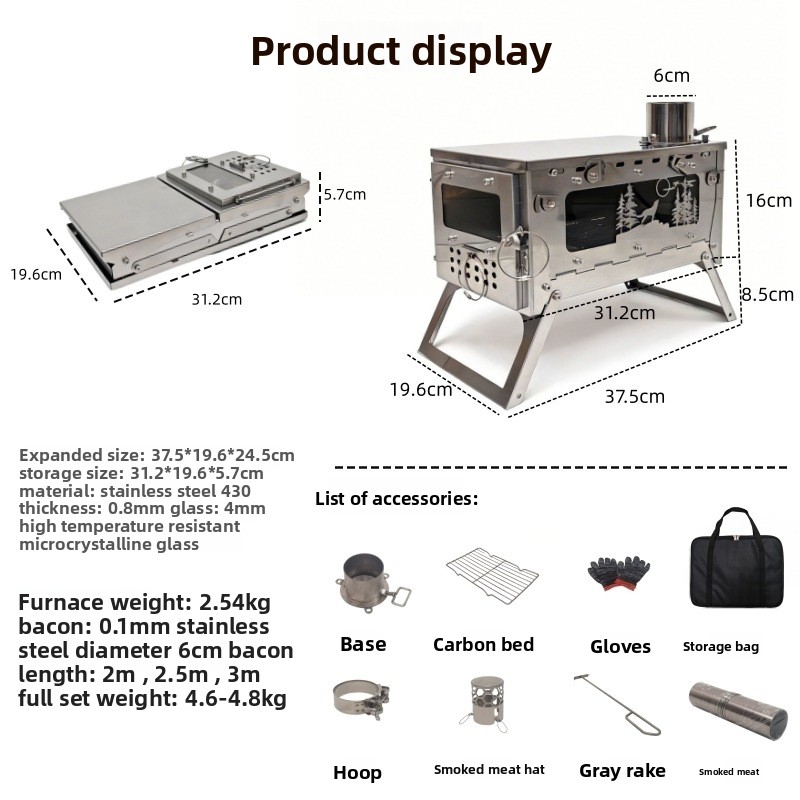 ステンレス製折りたたみ式ポータブル薪ストーブBBQグリル、ア - Campfire Cooking In Another World のレビューと価格