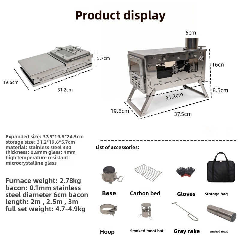 ステンレス製折りたたみ式ポータブル薪ストーブBBQグリル、ア - Campfire Cooking In Another World のレビューと価格