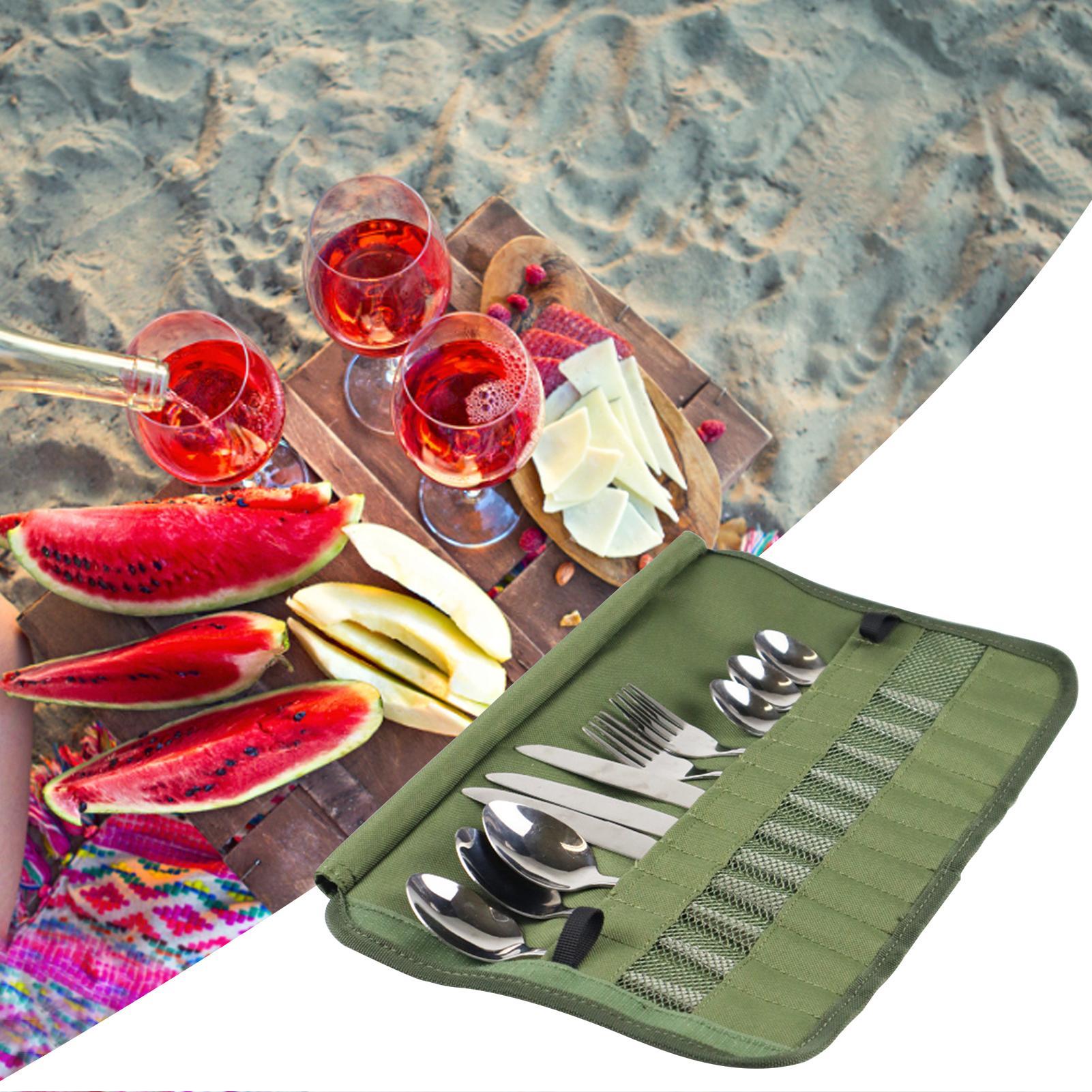 キャンプ食器ロールバッグキャンプ旅行調理器具オーガナイザー多 - Camping Cooking Utensil Bag のレビューと価格