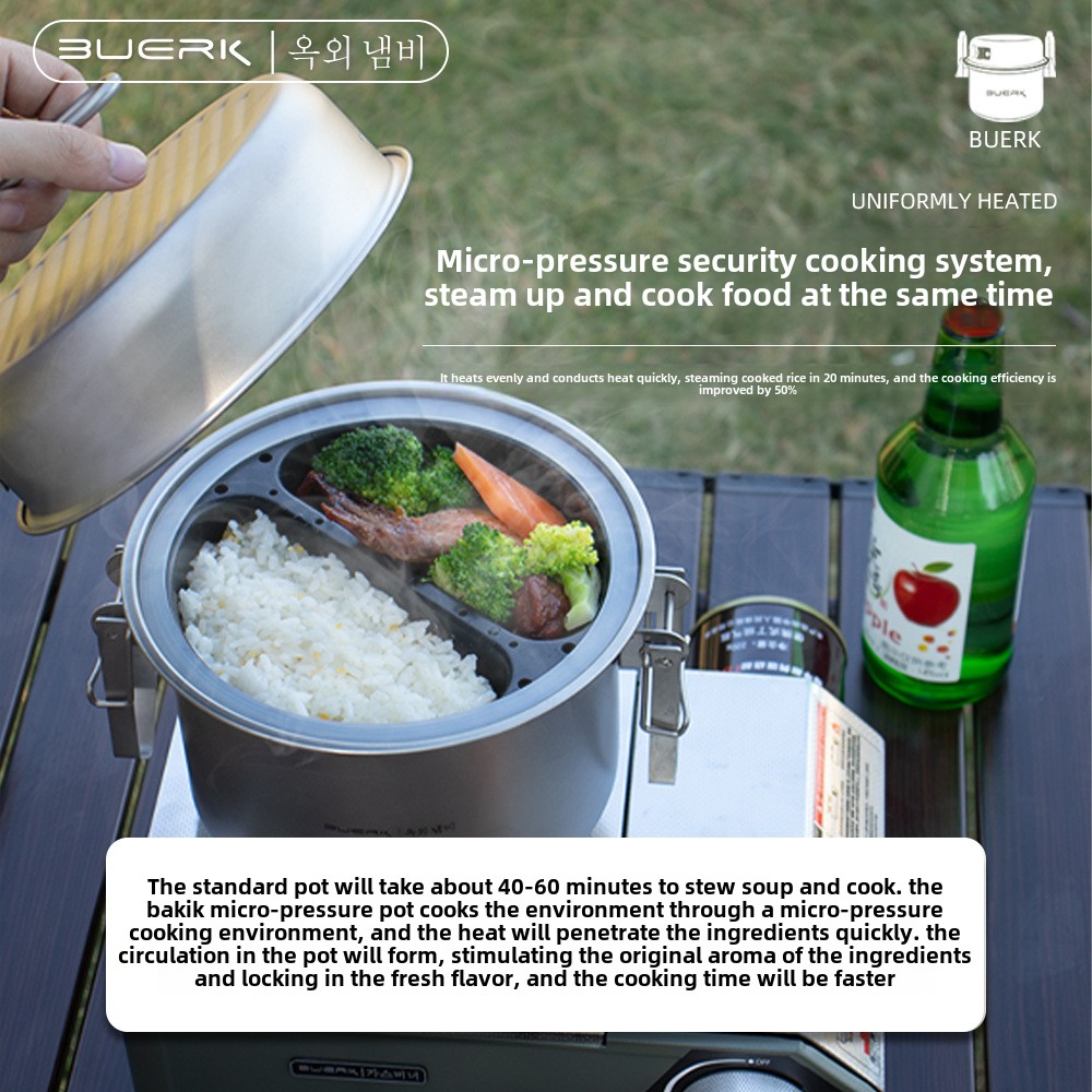 BUERK キャンプクッキングポット多機能 304 ステンレ - Camping Cooking Set Large のレビューと価格
