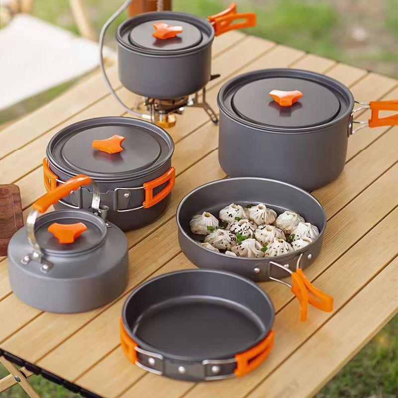 ポータブルアルミ製キャンプ調理器具キット 軽量アウトドアクッ - Camping Cooking Set Large のレビューと価格