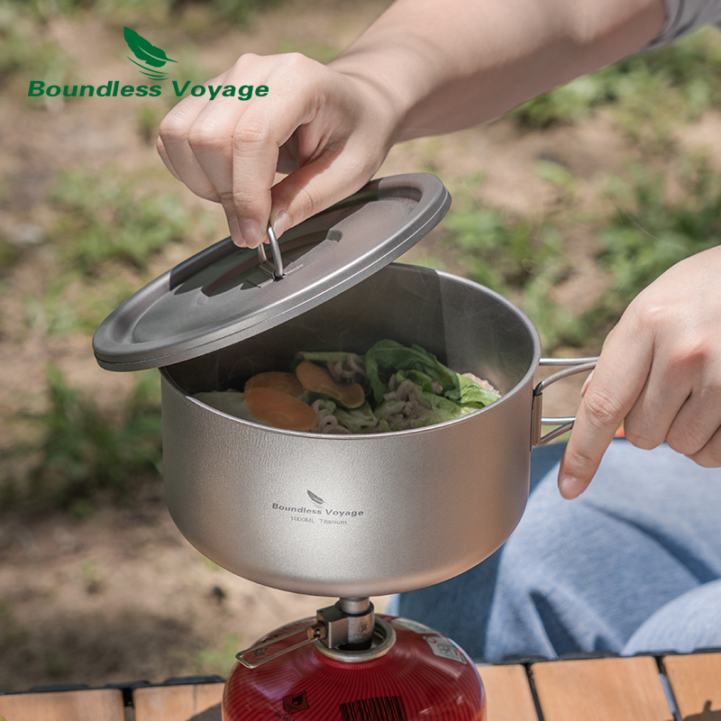 ふた付きのキャンプ用チタンポット,超軽量,屋外料理,単層,弁 - Camping Cooking Hardware のレビューと価格