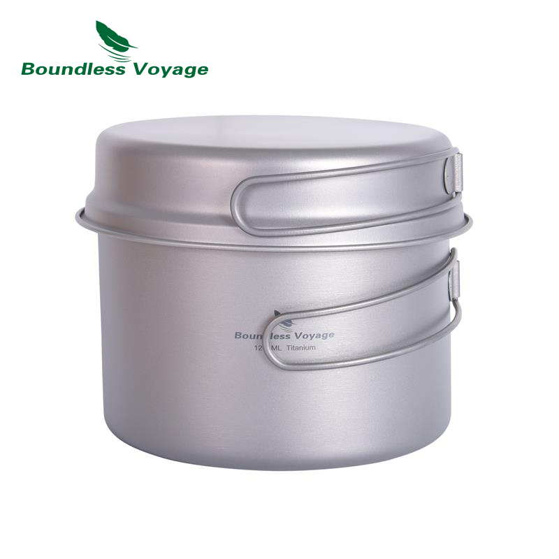 ポータブル折りたたみハンドル付き生意気な療法チタンポット & - Camping Cooking Set Large のレビューと価格