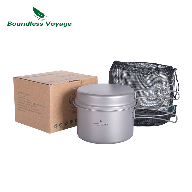 ポータブル折りたたみハンドル付き生意気な療法チタンポット & - Camping Cooking Set Large のレビューと価格