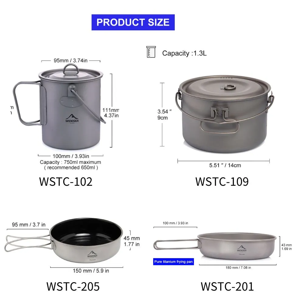 キャンプ用食器チタン調理器具セット観光大釜屋外調理鍋フライパ - Camping Cooking Set Large のレビューと価格