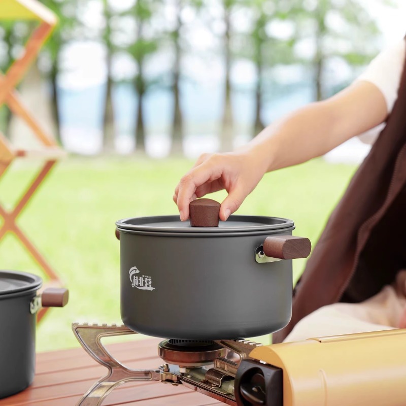 4L大容量超軽量アルミ合金製アウトドアキャンプ用調理鍋セット - Camping Cooking Set Large のレビューと価格