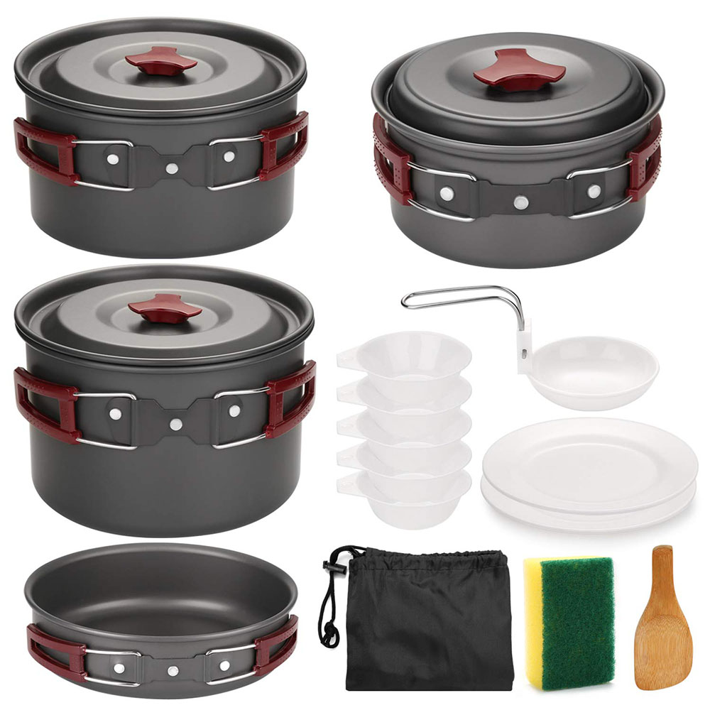 アウトドア キャンプ調理器具キット ノンスティック キャンプ - Camping Cooking Set Large のレビューと価格